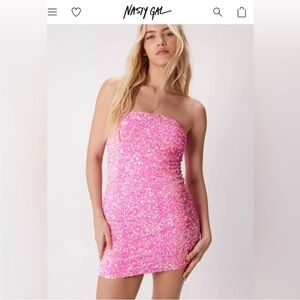 NASTY GAL Strapless Sequin Dress